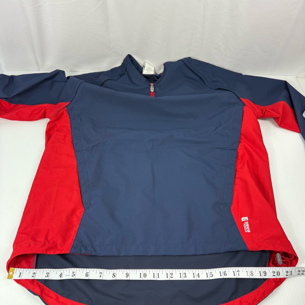 Majestic Cool Base Men's M 1/4 Zip Pullover Blue Red Jacket Removable Sleeves - Picture 15 of 16